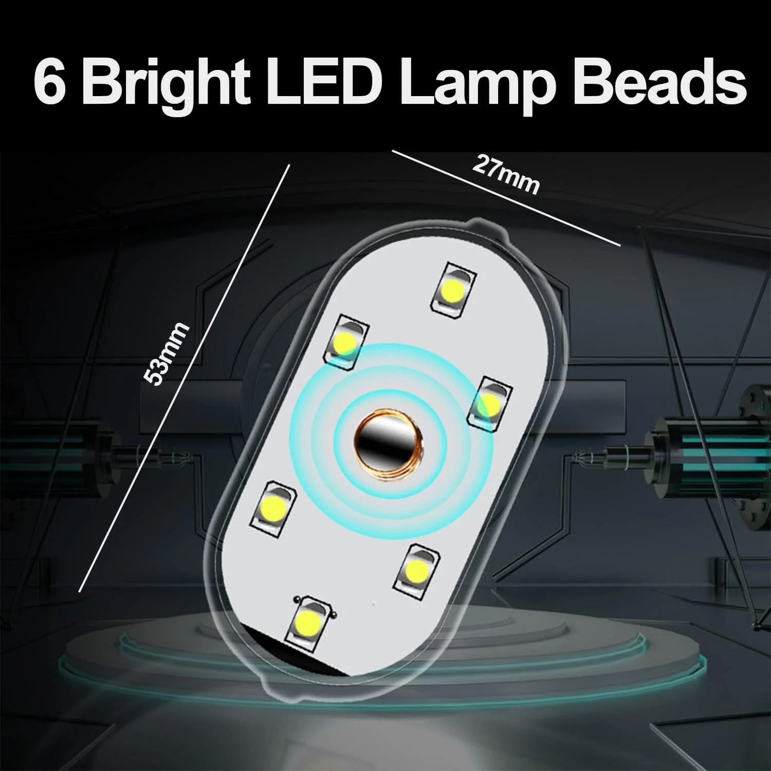 چراغ های ال ای دی خودرو KASTWAVE، چراغ های لمسی ال ای دی کوچک قابل حمل داخلی خودرو با 6 لامپ ال ای دی روشن، چراغ روشنایی قابل شارژ USB چراغ اضطراری خودرو (نور سفید گرم)