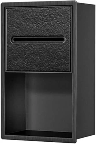 جا دستمال کاغذی توالت استیل ضد زنگ با قفسه - لوازم جانبی مدرن و صرفه جویی در فضا برای حمام، بدون نیاز به کاشی، سازمان دهنده شیک برای ذخیره سازی کارآمد و دسترسی آسان، مشکی سفید