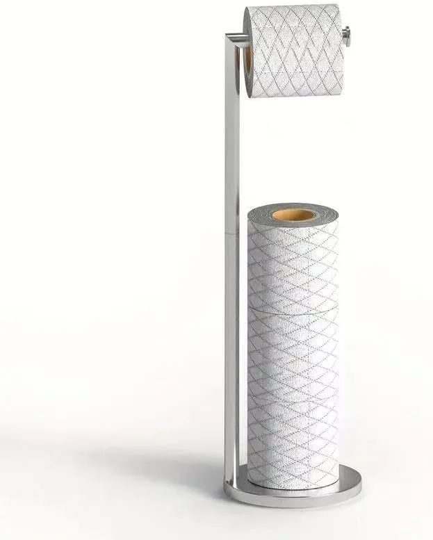 پایه نگهدارنده دستمال توالت، نگهدارنده رول توالت استیل ضد زنگ 304 ایستاده، پایه ضد زنگ، محل نگهداری 4 رول، نگهدارنده رول دستمال کاغذی مدرن ایستاده برای حمام (نقره ای)