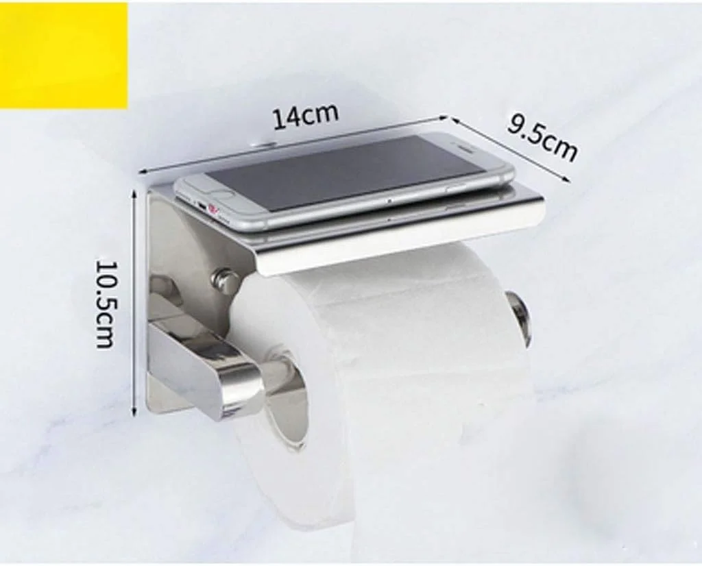 جا دستمال کاغذی استیل ضد زنگ - نگهدارنده موبایل، رول و قفسه ذخیره سازی توالت، مناسب برای سرویس بهداشتی و حمام منزل