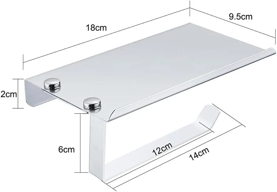 جا دستمال کاغذی دیواری استیل ضد زنگ با قفسه نگهداری موبایل