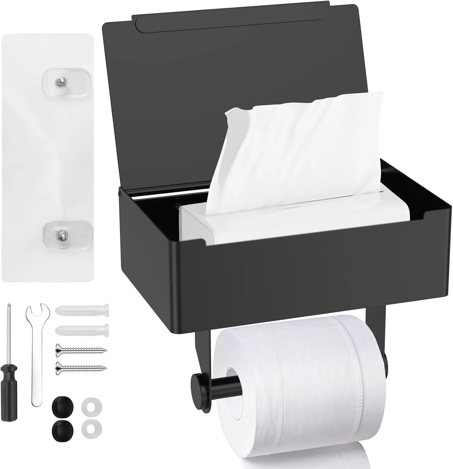 جا دستمال توالت استیل ضد زنگ 3 در 1 چند منظوره، نگهدارنده دستمال کاغذی توالت و پایه دستمال مرطوب برای حمام