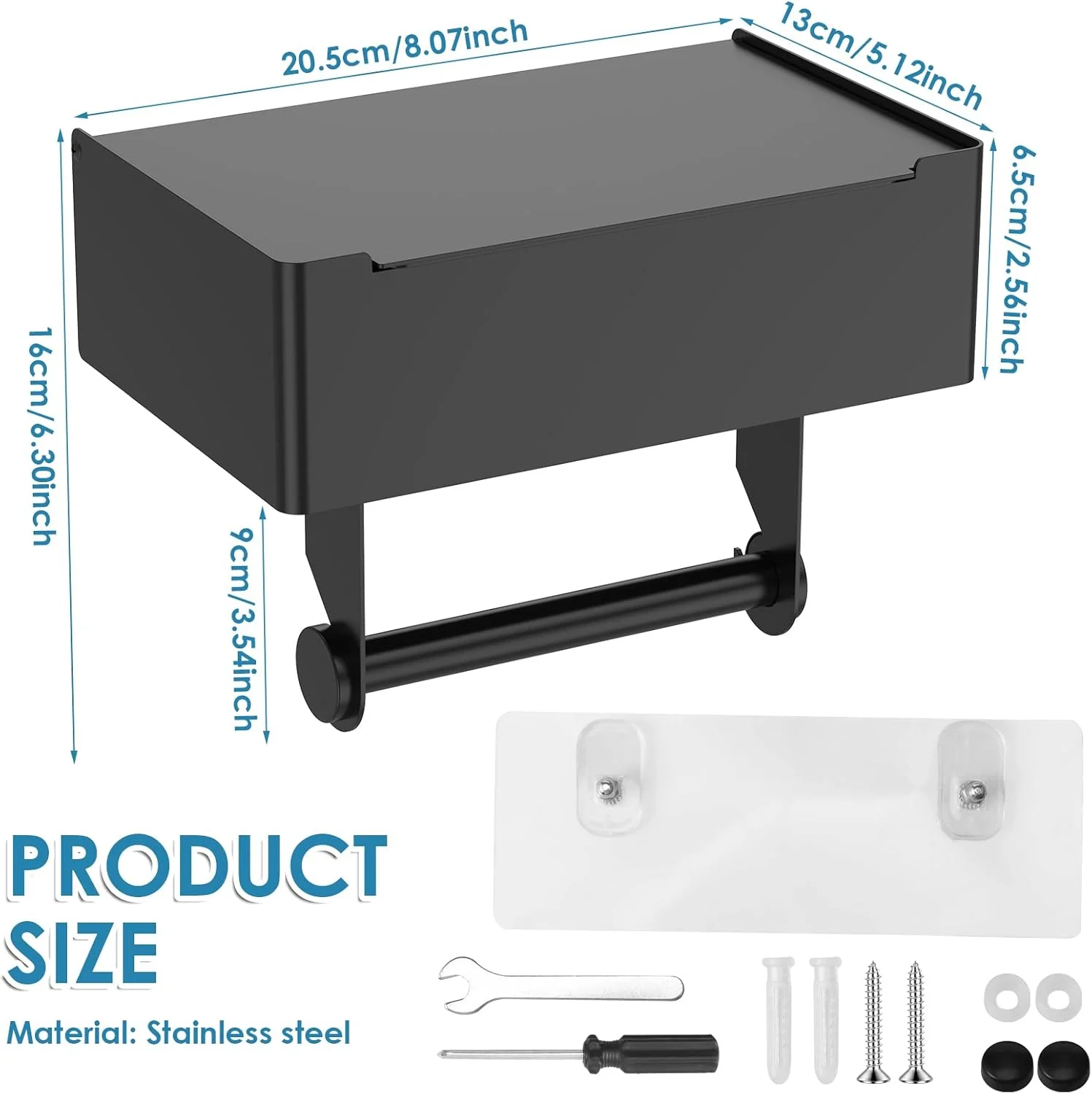 جا دستمال توالت استیل ضد زنگ 3 در 1 چند منظوره، نگهدارنده دستمال کاغذی توالت و پایه دستمال مرطوب برای حمام