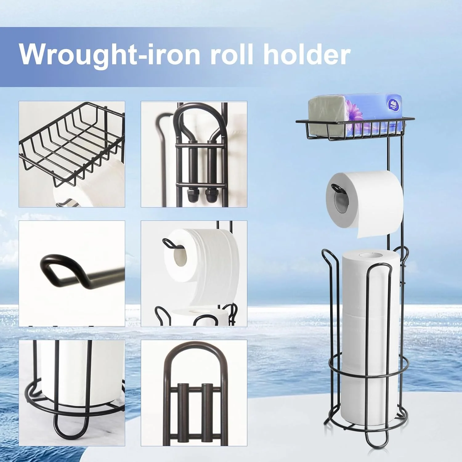 جا دستمال توالت TOPSKY، پایه نگهدارنده رول دستمال توالت ایستاده، استند و پخش کننده دستمال توالت استیل ضد زنگ برای حمام جا دستمال توالت TOPSKY، پایه نگهدارنده رول دستمال توالت ایستاده، استند و پخش کننده دستمال توالت استیل ضد زنگ برای حمام