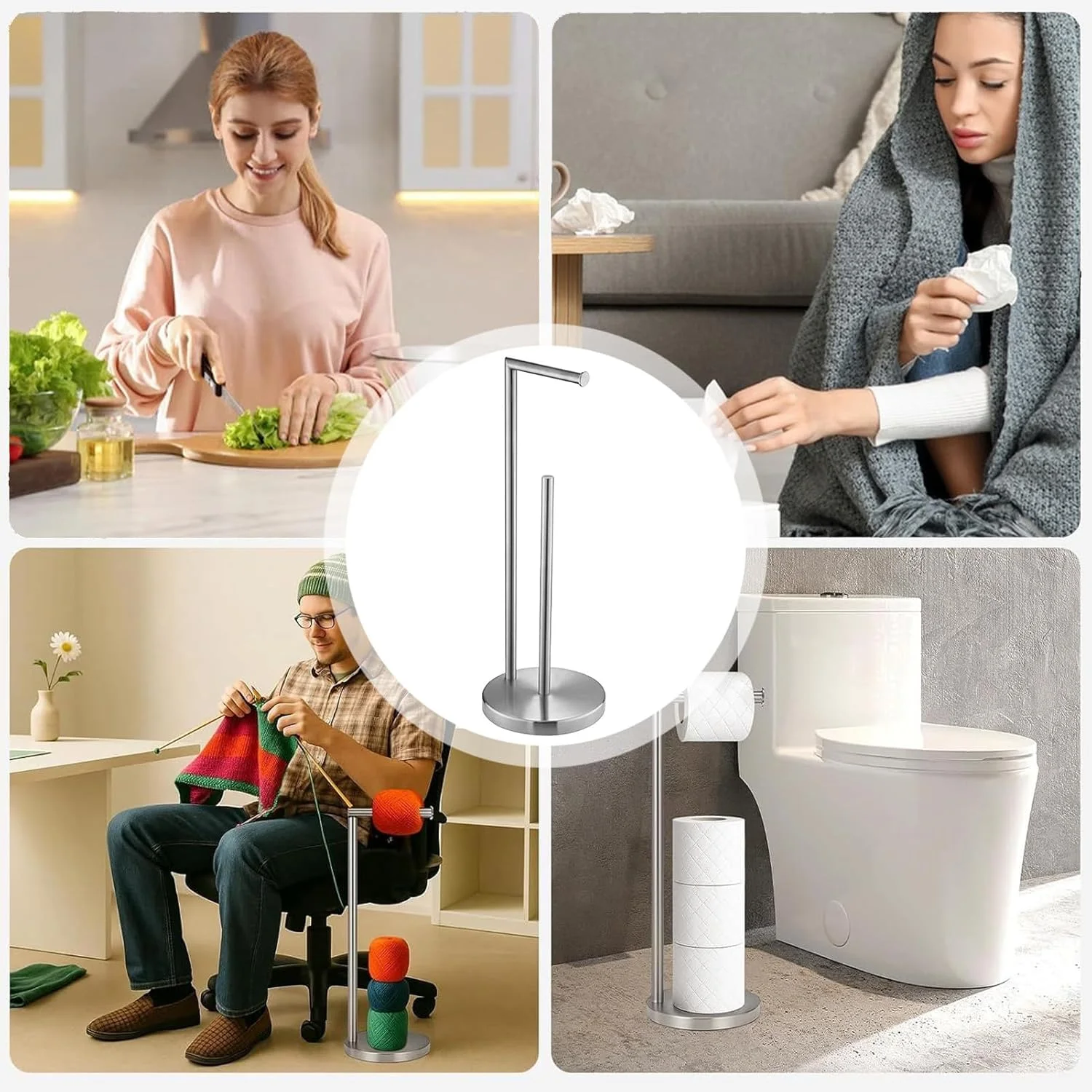 Free Standing Toilet Paper Holder, Kitchen Paper Hanger Rack, Stainless Steel Standing Toilet Roll Rack for Nightstand Vanity Bathroom Living Room Studio Bedroom Countertops Restaurant Free Standing Toilet Paper Holder, Kitchen Paper Hanger Rack, Stainless Steel Standing Toilet Roll Rack for Nightstand Vanity Bathroom Living Room Studio Bedroom Countertops Restaurant