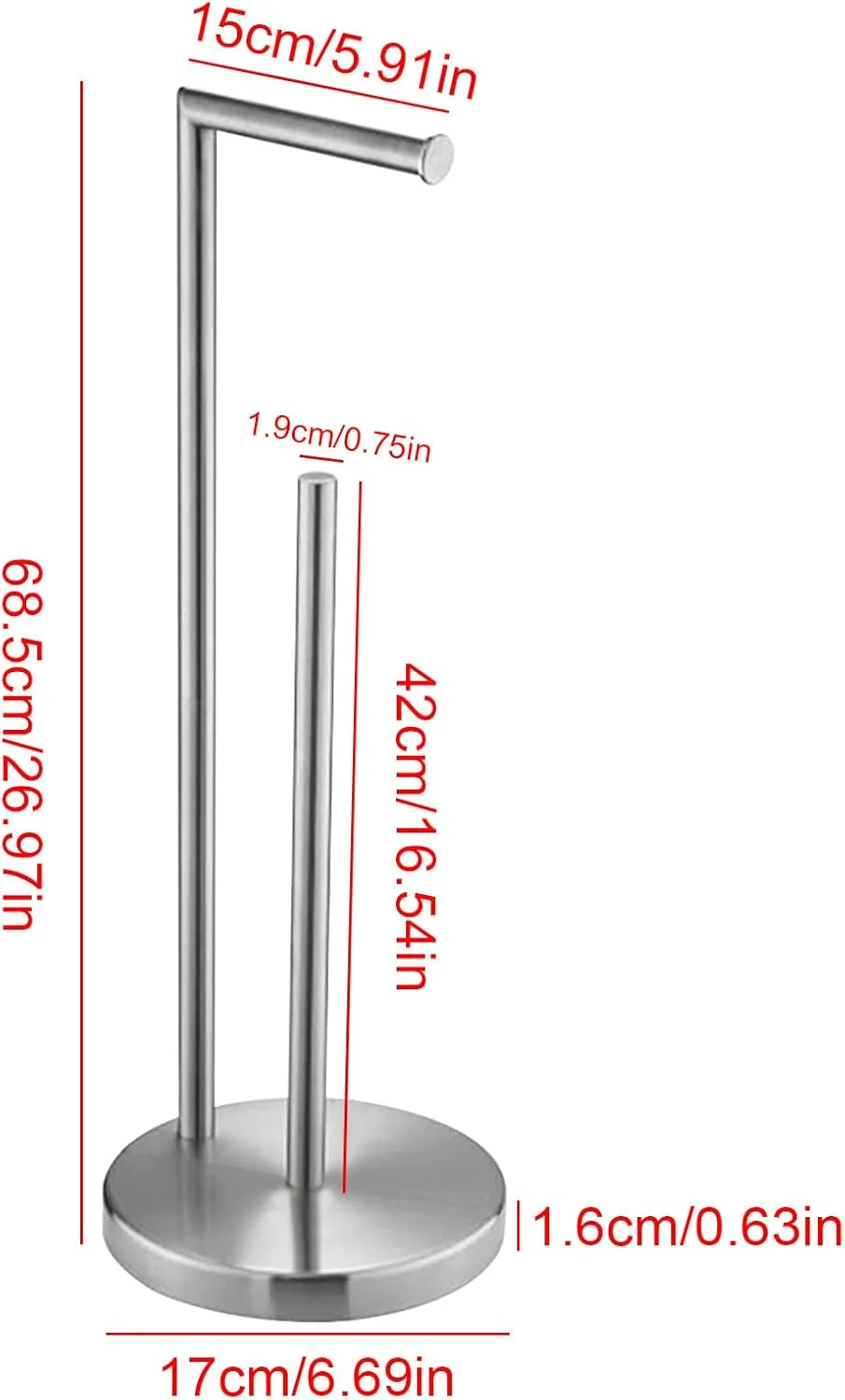 Free Standing Toilet Paper Holder, Kitchen Paper Hanger Rack, Stainless Steel Standing Toilet Roll Rack for Nightstand Vanity Bathroom Living Room Studio Bedroom Countertops Restaurant Free Standing Toilet Paper Holder, Kitchen Paper Hanger Rack, Stainless Steel Standing Toilet Roll Rack for Nightstand Vanity Bathroom Living Room Studio Bedroom Countertops Restaurant