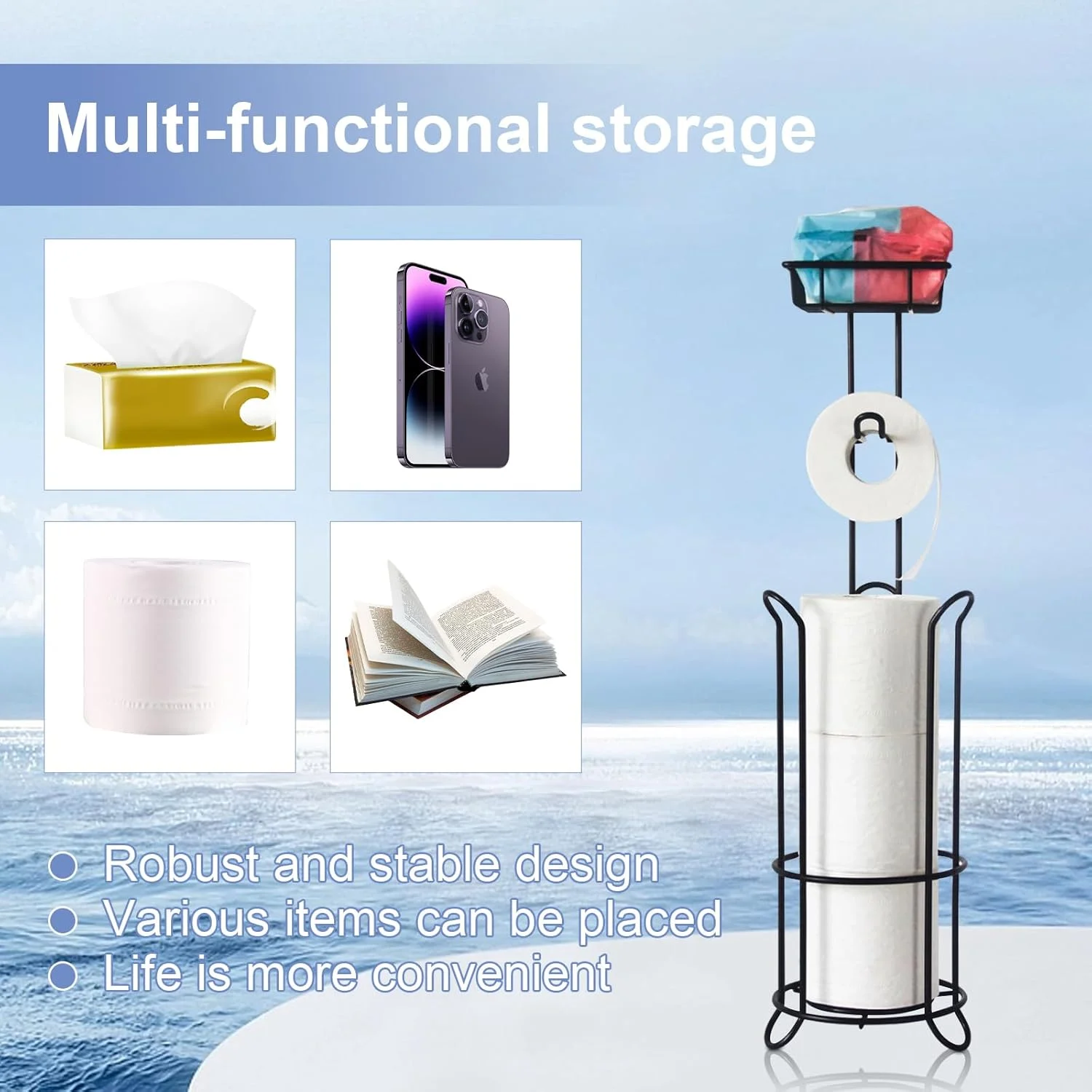 جا دستمال توالت TOPSKY، پایه نگهدارنده رول دستمال توالت ایستاده، استند و پخش کننده دستمال توالت استیل ضد زنگ برای حمام جا دستمال توالت TOPSKY، پایه نگهدارنده رول دستمال توالت ایستاده، استند و پخش کننده دستمال توالت استیل ضد زنگ برای حمام