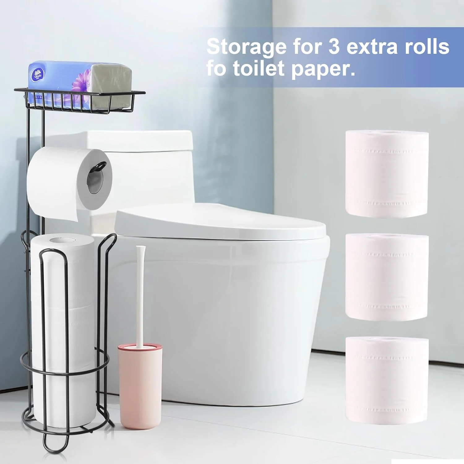 جا دستمال توالت TOPSKY، پایه نگهدارنده رول دستمال توالت ایستاده، استند و پخش کننده دستمال توالت استیل ضد زنگ برای حمام جا دستمال توالت TOPSKY، پایه نگهدارنده رول دستمال توالت ایستاده، استند و پخش کننده دستمال توالت استیل ضد زنگ برای حمام