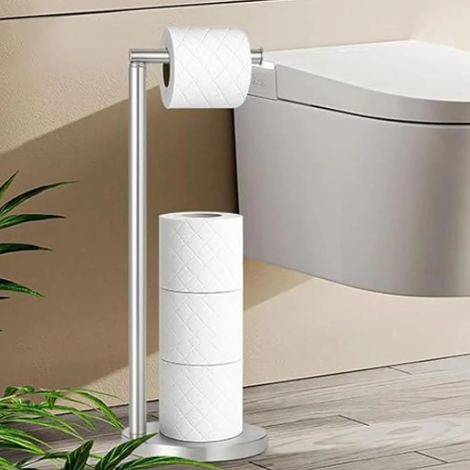 Free Standing Toilet Paper Holder, Kitchen Paper Hanger Rack, Stainless Steel Standing Toilet Roll Rack for Nightstand Vanity Bathroom Living Room Studio Bedroom Countertops Restaurant Free Standing Toilet Paper Holder, Kitchen Paper Hanger Rack, Stainless Steel Standing Toilet Roll Rack for Nightstand Vanity Bathroom Living Room Studio Bedroom Countertops Restaurant