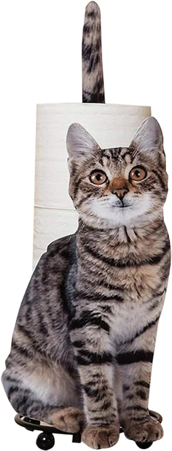 نگهدارنده ایستاده دستمال توالت - جا دستمال توالت رولی طرح گربه | قفسه عمودی کوچک، دکوری زیبا مناسب برای خانه، خوابگاه، مرکز اسپا