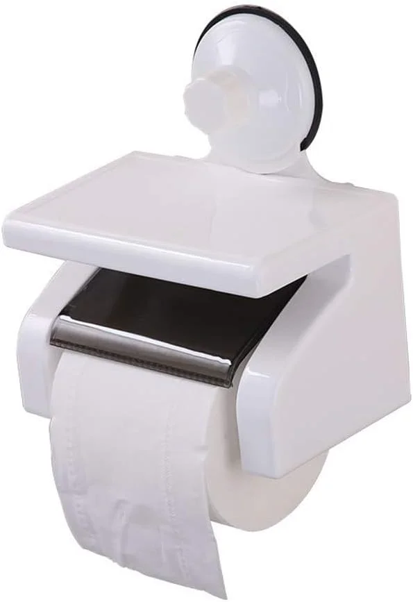 جا دستمال کاغذی رولی با پایه مکنده، نصب دیواری، ضد آب، بدون نیاز به سوراخکاری، مناسب سرویس بهداشتی، هتل، آشپزخانه، سفید