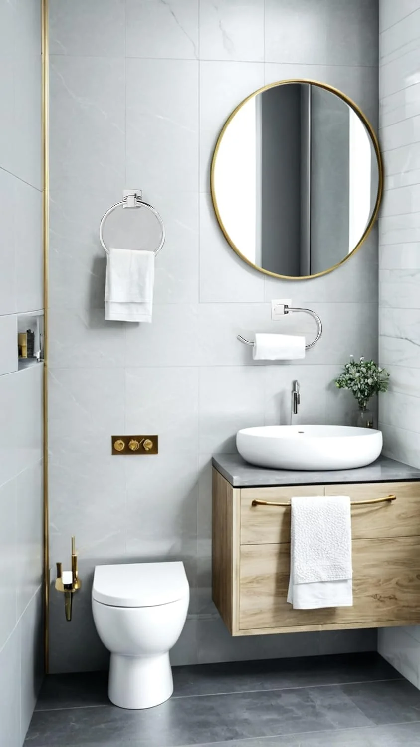 ست جا دستمال توالت دیواری و حلقه حوله استیل ضد زنگ Sweet Seven - مجموعه لوازم جانبی حمام برای سازماندهی صرفه جویی در فضا (2 بسته) ست جا دستمال توالت دیواری و حلقه حوله استیل ضد زنگ Sweet Seven - مجموعه لوازم جانبی حمام برای سازماندهی صرفه جویی در فضا (2 بسته)