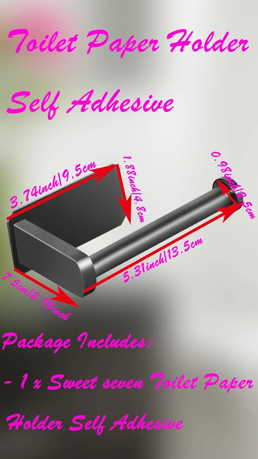 جا دستمال کاغذی چسبی Sweet seven - جا دستمالی استیل ضد زنگ مشکی برای حمام و آشپزخانه، نصب آسان جا دستمال کاغذی چسبی Sweet seven - جا دستمالی استیل ضد زنگ مشکی برای حمام و آشپزخانه، نصب آسان