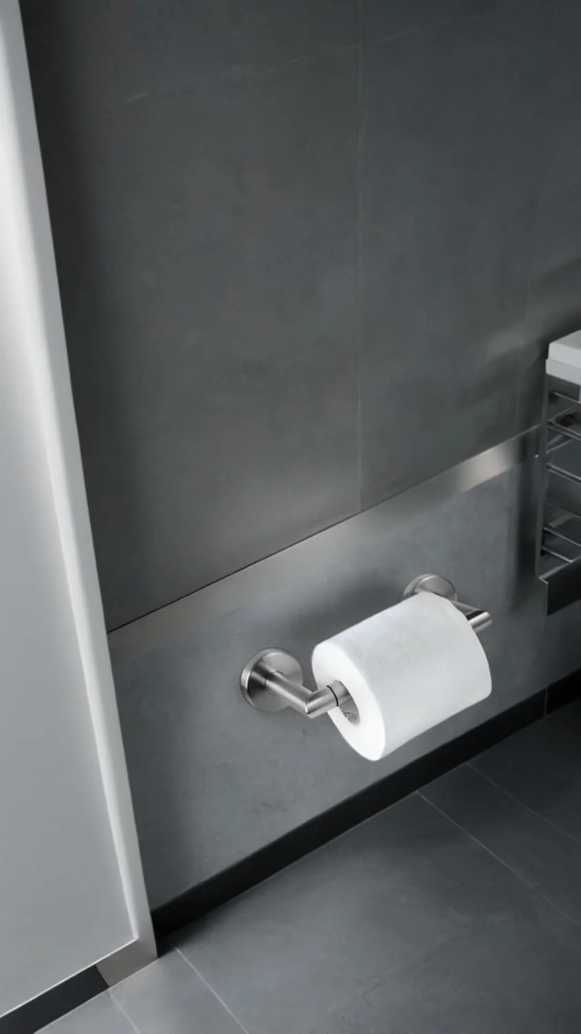 جا دستمال توالت Sweet seven - جا رولی بزرگ فلزی نیکل برس خورده، نصب دیواری استیل ضد زنگ SUS 304 با دسته قابل تنظیم جا دستمال توالت Sweet seven - جا رولی بزرگ فلزی نیکل برس خورده، نصب دیواری استیل ضد زنگ SUS 304 با دسته قابل تنظیم