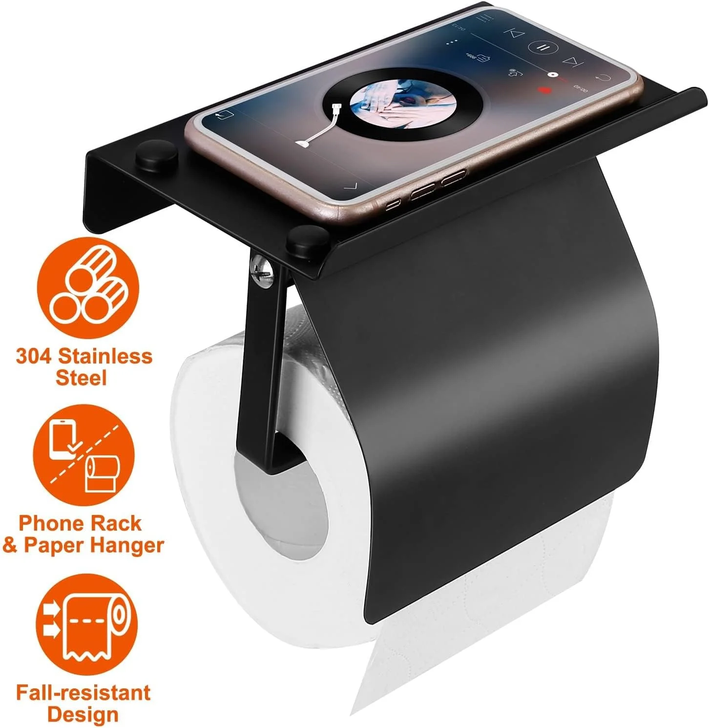 جا دستمال کاغذی دیواری TERRIFI، جا دستمال کاغذی مشکی مات با قفسه، نگهدارنده دستمال کاغذی استیل ضد زنگ برای حمام (مشکی) جا دستمال کاغذی دیواری TERRIFI، جا دستمال کاغذی مشکی مات با قفسه، نگهدارنده دستمال کاغذی استیل ضد زنگ برای حمام (مشکی)