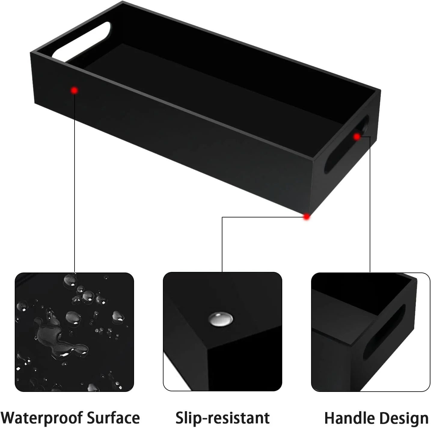 نگهدارنده دستمال توالت Tasybox با محفظه ذخیره سازی، سینی مخزن توالت اکریلیک، سینی های حمام مشکی با دسته سینی روشویی برای دکوراسیون منزل نگهدارنده دستمال توالت Tasybox با محفظه ذخیره سازی، سینی مخزن توالت اکریلیک، سینی های حمام مشکی با دسته سینی روشویی برای دکوراسیون منزل
