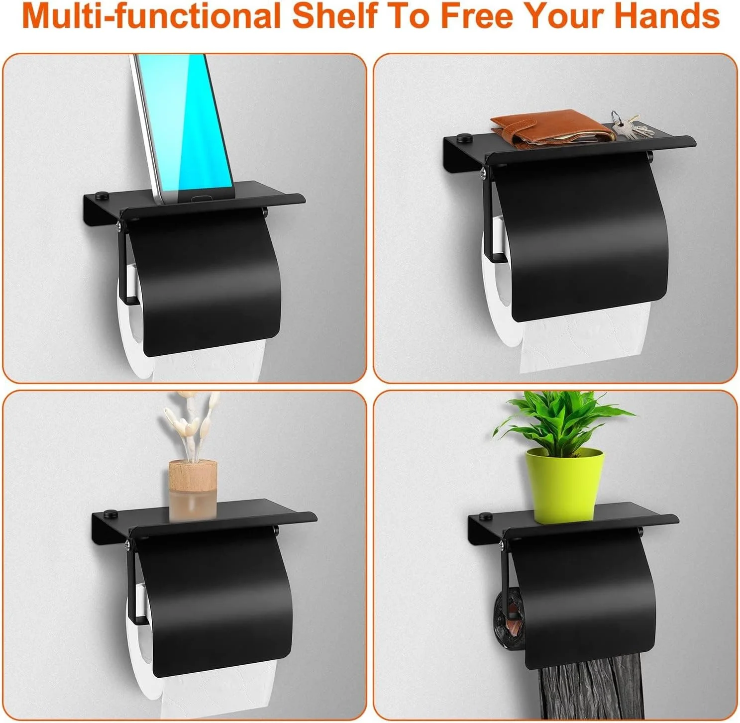 جا دستمال کاغذی دیواری TERRIFI، جا دستمال کاغذی مشکی مات با قفسه، نگهدارنده دستمال کاغذی استیل ضد زنگ برای حمام (مشکی) جا دستمال کاغذی دیواری TERRIFI، جا دستمال کاغذی مشکی مات با قفسه، نگهدارنده دستمال کاغذی استیل ضد زنگ برای حمام (مشکی)