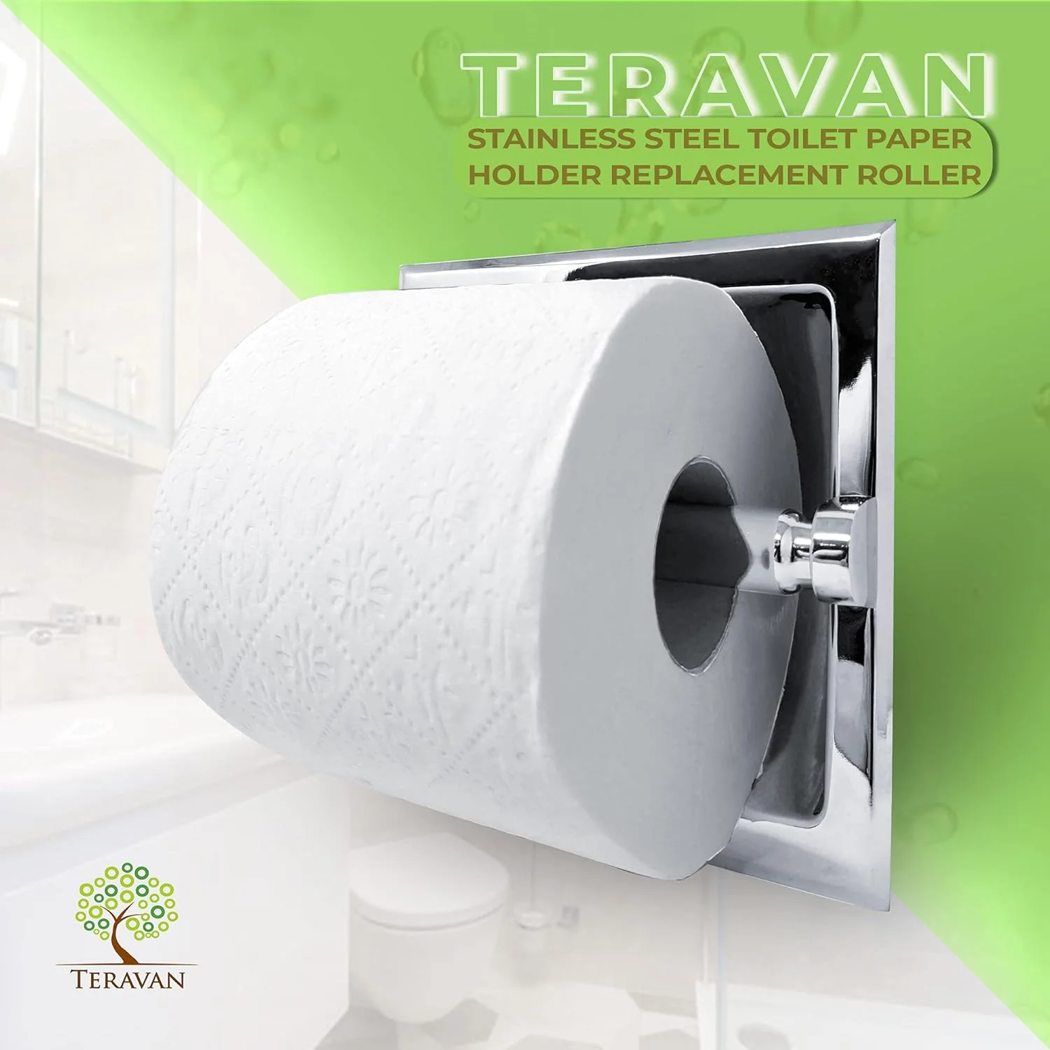 غلتک جایگزین دستمال توالت استیل ضد زنگ Teravan با روکش کروم (ست 2 عددی) غلتک جایگزین دستمال توالت استیل ضد زنگ Teravan با روکش کروم (ست 2 عددی)