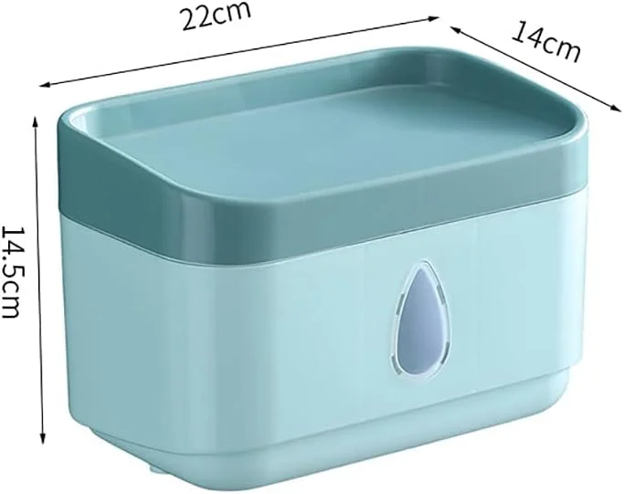 جا دستمال توالت رولی خود چسب با قفسه، جعبه دستمال کاغذی ضد آب، نگهدارنده دستمال توالت دیواری برای نگهداری دستمال توالت حمام (سبز)