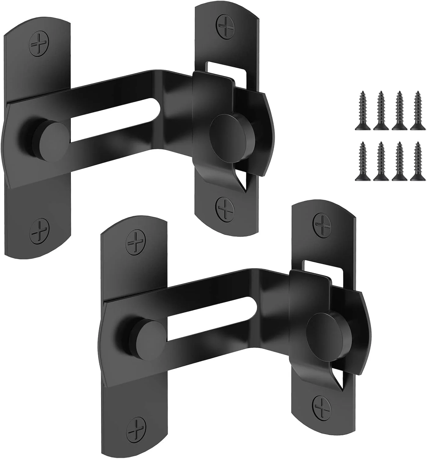 قفل درب کشویی KASTWAVE، قفل 90 درجه برای محافظت از حریم خصوصی، قفل قلاب برای انبار، باغ، حمام، فضای باز، گاراژ، پنجره، درب کشویی (2 عدد مشکی)