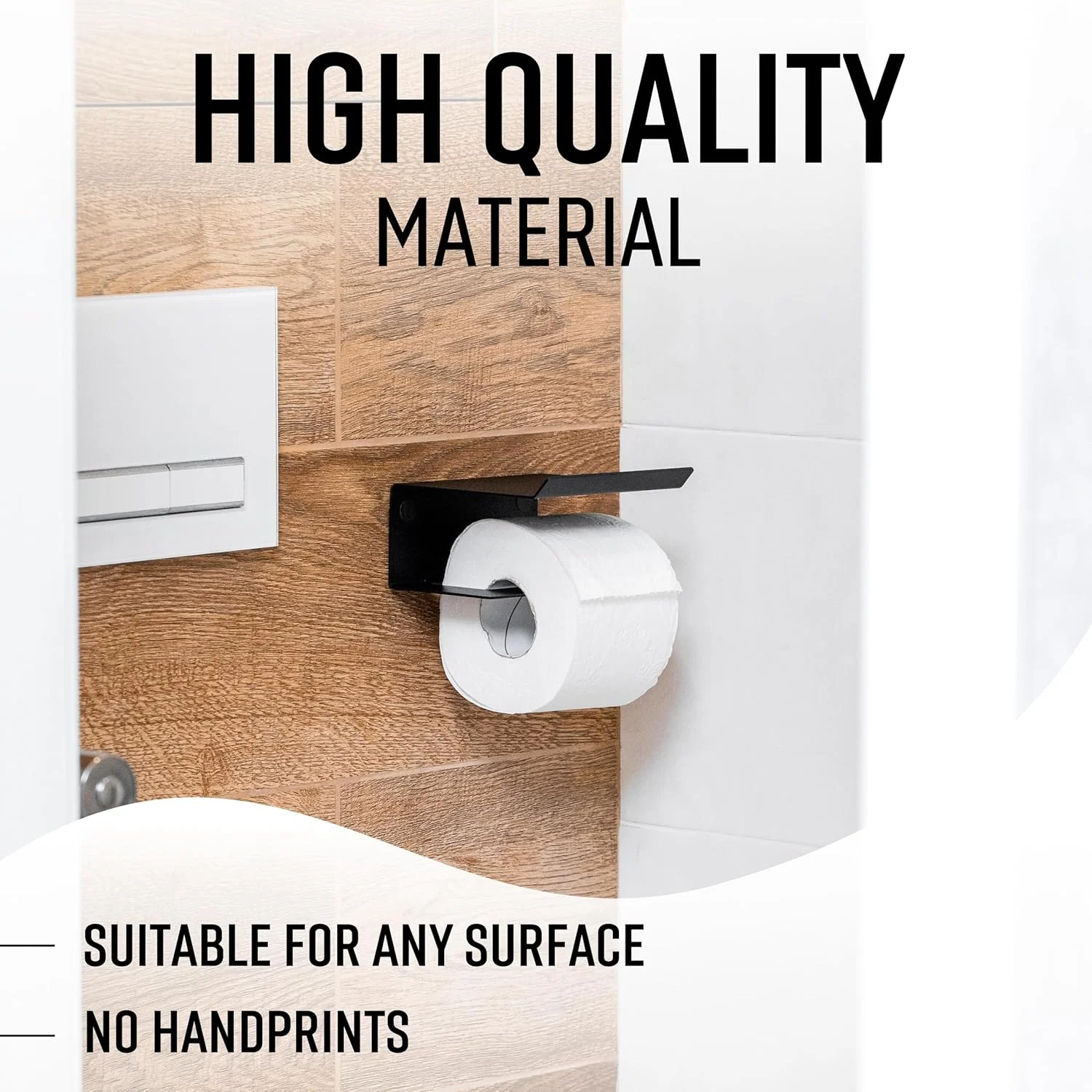 جا دستمال کاغذی توالت با قفسه تلفن، نگهدارنده دستمال کاغذی دیواری، نگهدارنده رول دستمال کاغذی، سازمان دهنده دستمال کاغذی توالت با قفسه ذخیره سازی، نگهدارنده رول توالت دیواری (مشکی)