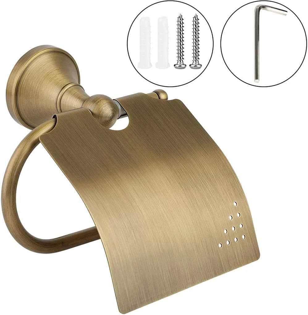 جا دستمال توالت، جا دستمال کاغذی دیواری برای حمام و آشپزخانه، برنجی خش دار