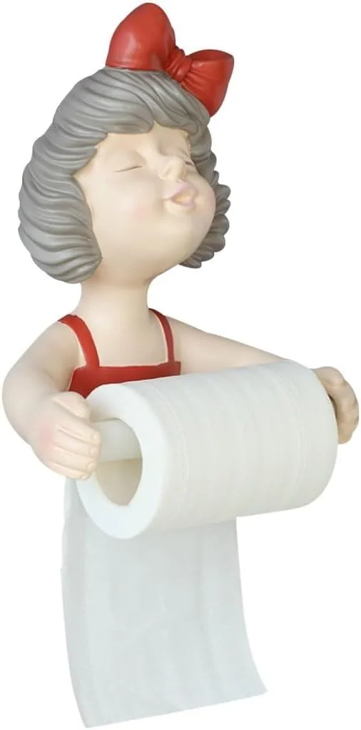 نگهدارنده دستمال توالت دیواری، نگهدارنده رول دستمال کاغذی دخترانه زیبا چسبی، دکوراسیون دیواری به سبک نوردیک، نگهدارنده دستمال توالت بدون سوراخ، نگهدارنده دستمال کاغذی رزینی (رنگ قرمز)