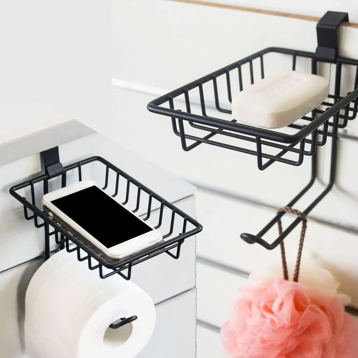 جا دستمال کاغذی توالت آویز مخزن، نگهدارنده رول دستمال کاغذی برای آویزان کردن از درب کابینت حمام، قفسه نگهداری رول/تلفن