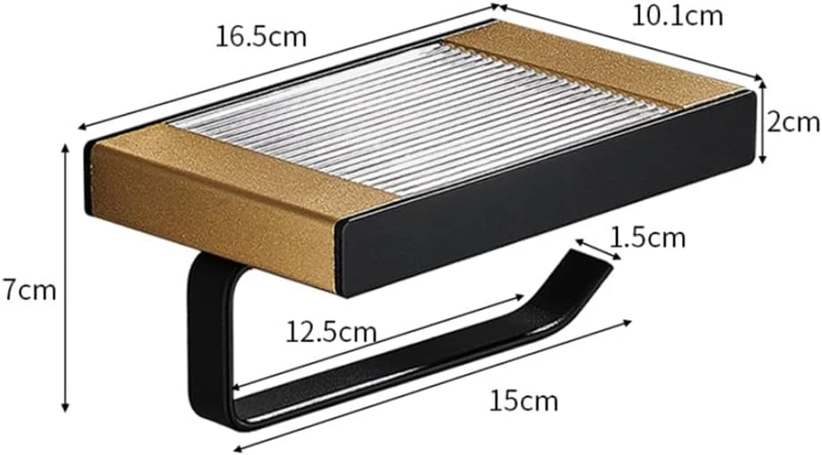 نگهدارنده کاغذ توالت با قفسه، آلومینیومی، آویز دستمال کاغذی رولی برای سرویس بهداشتی، حمام و آشپزخانه
