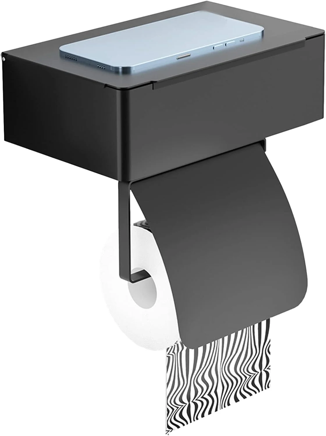 جا دستمال کاغذی رولی با قفسه، جا دستمال کاغذی بادوام با قفسه و محل نگهداری، نگهدارنده دستمال توالت برای لوازم جانبی حمام