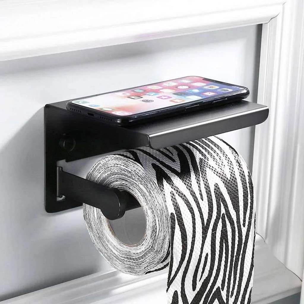 جا دستمال کاغذی ایستاده، پخش کننده دستمال کاغذی، نصب دیواری، استیل ضد زنگ با سینی تلفن، فلزی روی دیوار، مناسب هتل، آشپزخانه، جا دستمال کاغذی توالت - A