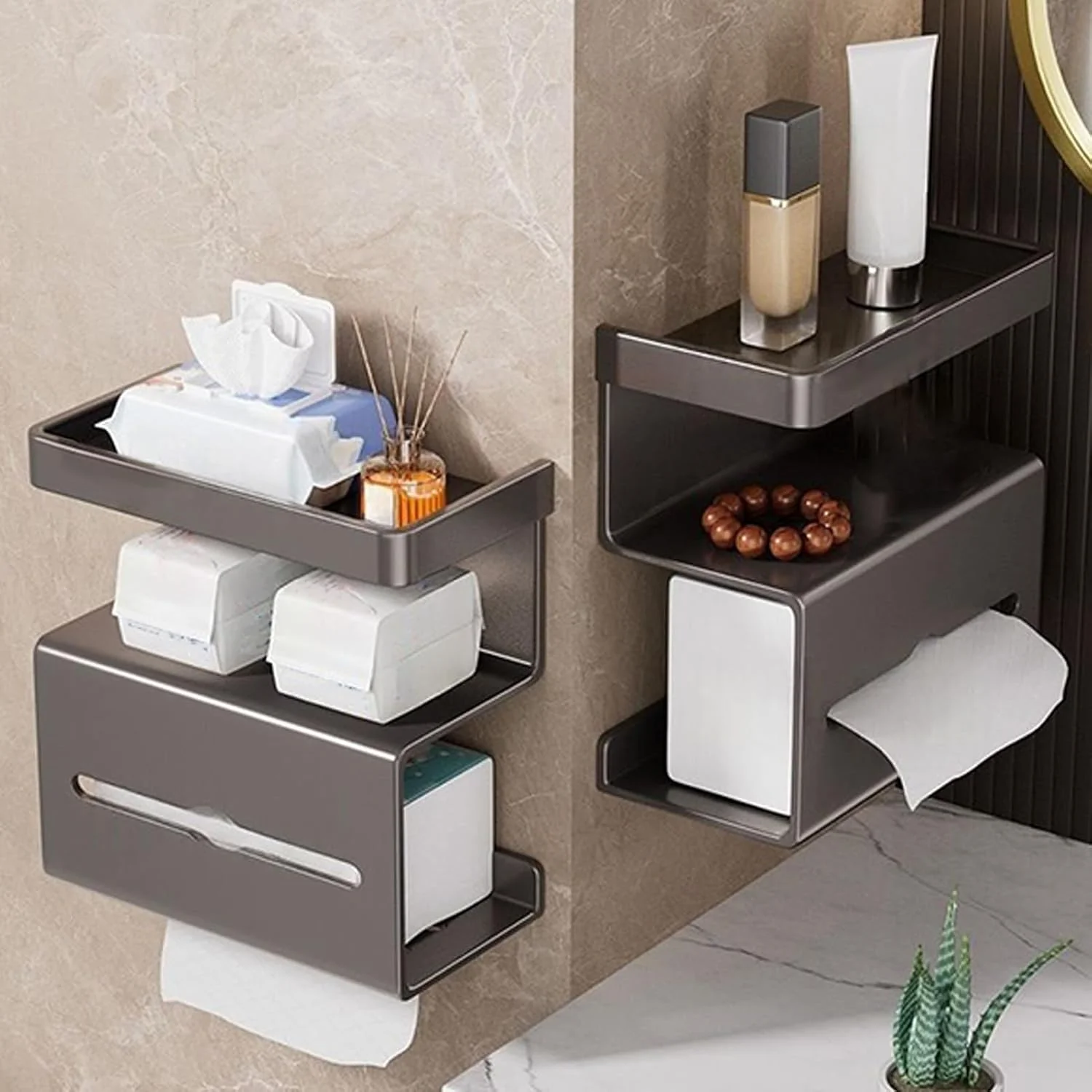 قفسه دستمال توالت، نگهدارنده دستمال توالت بدون نیاز به سوراخکاری | پایه مدرن و صرفه جویی در فضا برای سرویس بهداشتی، مهمانخانه، آپارتمان و خانه