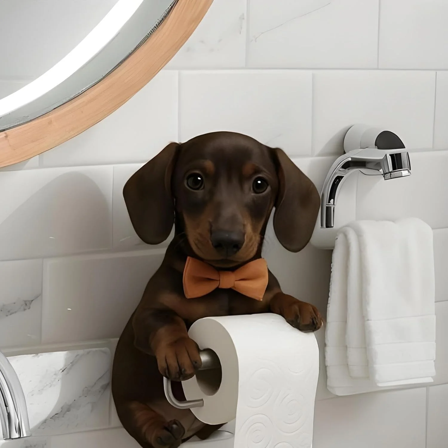 نگهدارنده رول دستمال توالت طرح سگ، قابل نصب روی دیوار، پخش کننده رول رزینی، دکوری زیبا، قفسه لوازم جانبی حمام برای هتل، خانه و RV