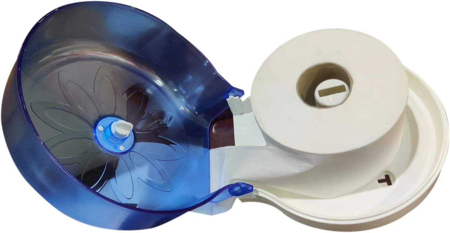 LACOT Mini Jumbo Toilet Roll Dispenser with Safety Key Locking System, Durable unbreakable Cover - Maximum Roll of 10CM & a Diameter of 23CM (Blue)
