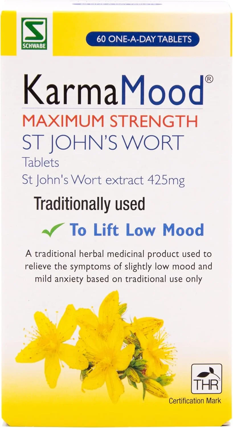 قرص های عصاره گل راعی (St John's Wort) با حداکثر قدرت 425 میلی گرم KarmaMood Schwabe Pharma - بسته 60 عددی