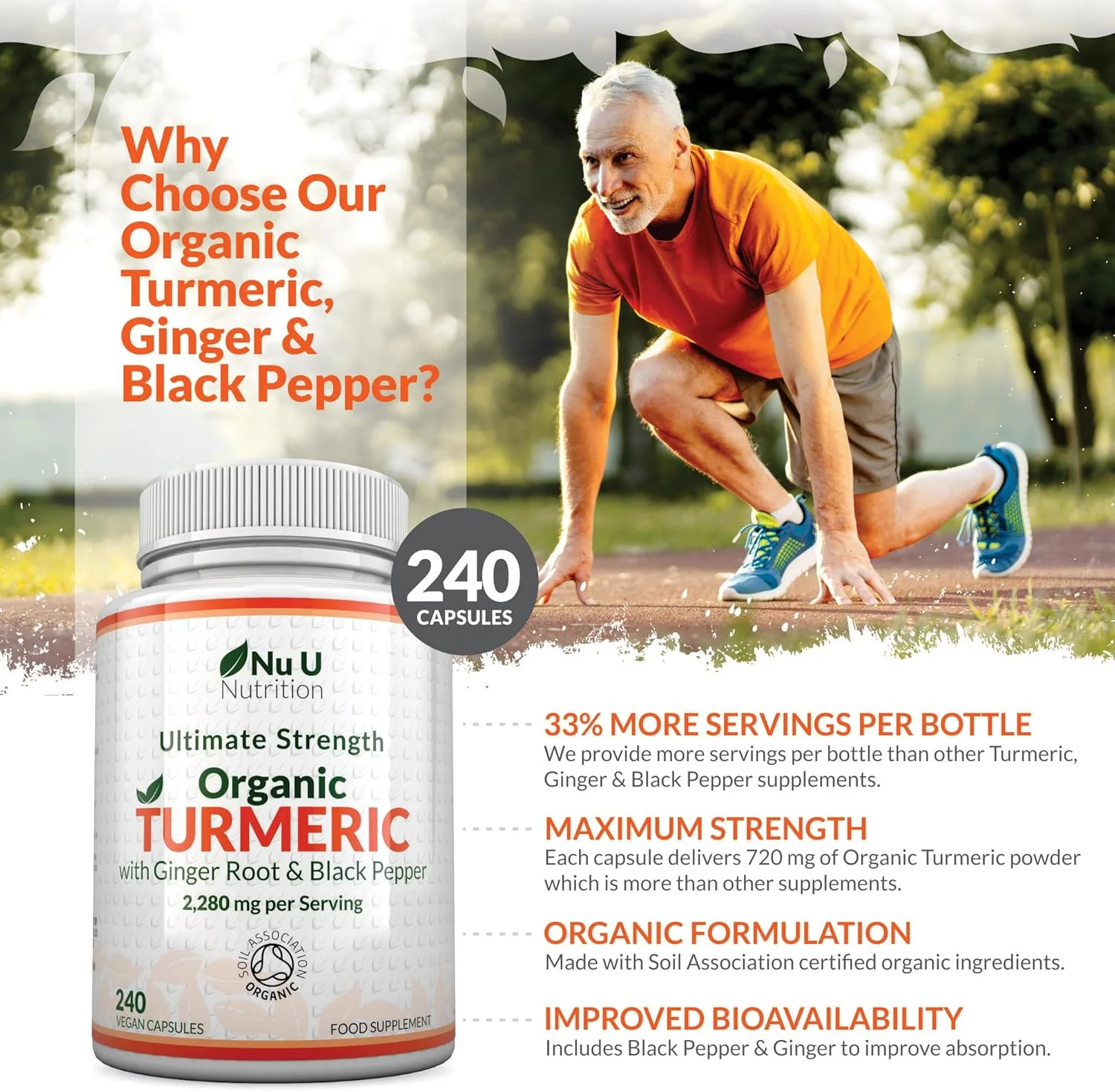 زردچوبه ارگانیک، زنجبیل و فلفل سیاه 2280 میلی گرم - 240 کپسول گیاهی، نه قرص - کورکومین زردچوبه با قدرت بالا - مکمل گیاهی مفاصل برای مردان و زنان - ساخت انگلستان - نو یو نوتریشن زردچوبه ارگانیک، زنجبیل و فلفل سیاه 2280 میلی گرم - 240 کپسول گیاهی، نه قرص - کورکومین زردچوبه با قدرت بالا - مکمل گیاهی مفاصل برای مردان و زنان - ساخت انگلستان - نو یو نوتریشن