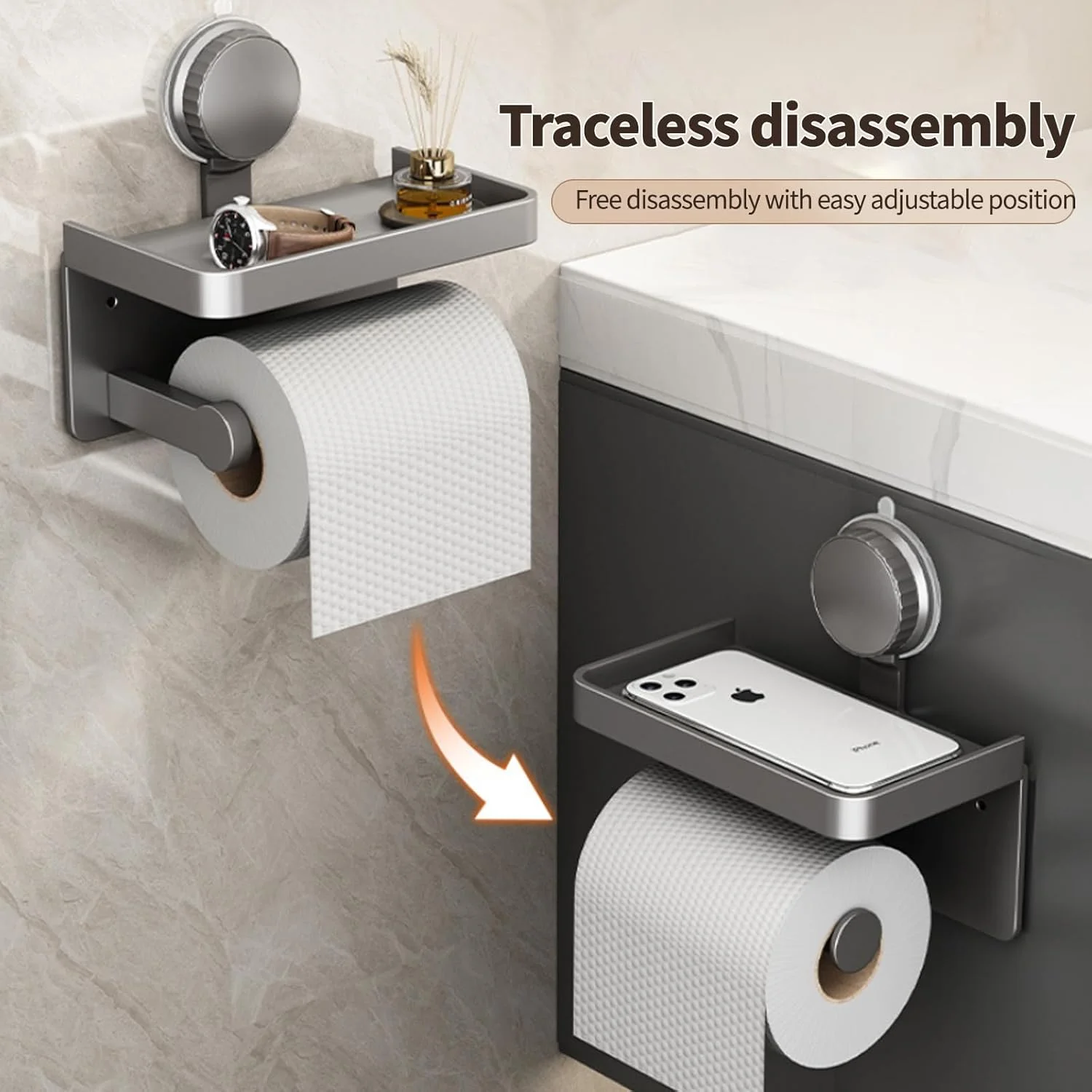 جا دستمال کاغذی دیواری، نگهدارنده دستمال توالت با قفسه، جا رولی دستمال توالت، بدون نیاز به دریل یا نصب دیواری با پیچ برای حمام جا دستمال کاغذی دیواری، نگهدارنده دستمال توالت با قفسه، جا رولی دستمال توالت، بدون نیاز به دریل یا نصب دیواری با پیچ برای حمام