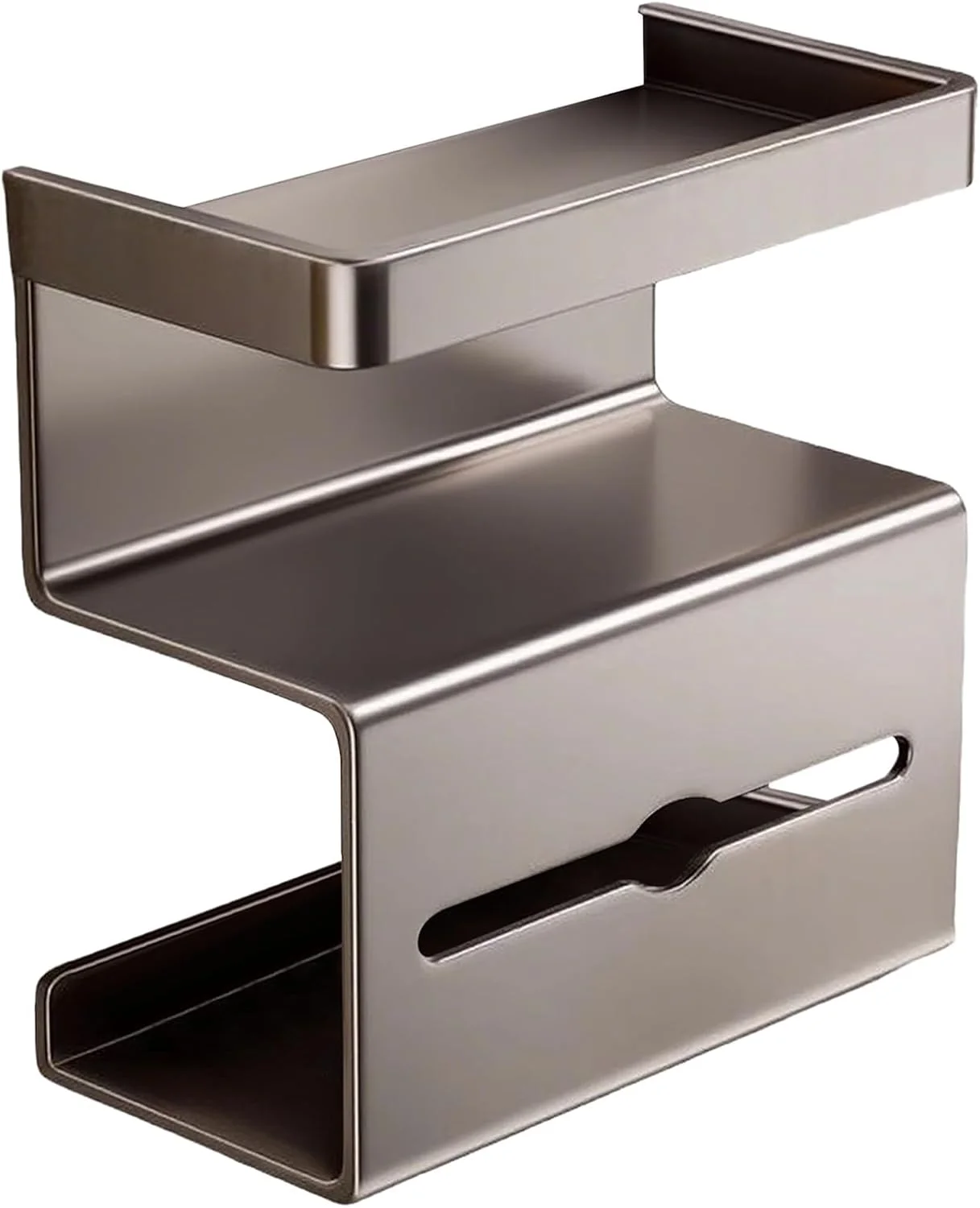 جا دستمال توالت با قفسه تلفن، بدون نیاز به سوراخکاری | قفسه مدرن و صرفه جویی در فضا برای خانه، RV، حمام مهمان، اتاق پودر، تجاری