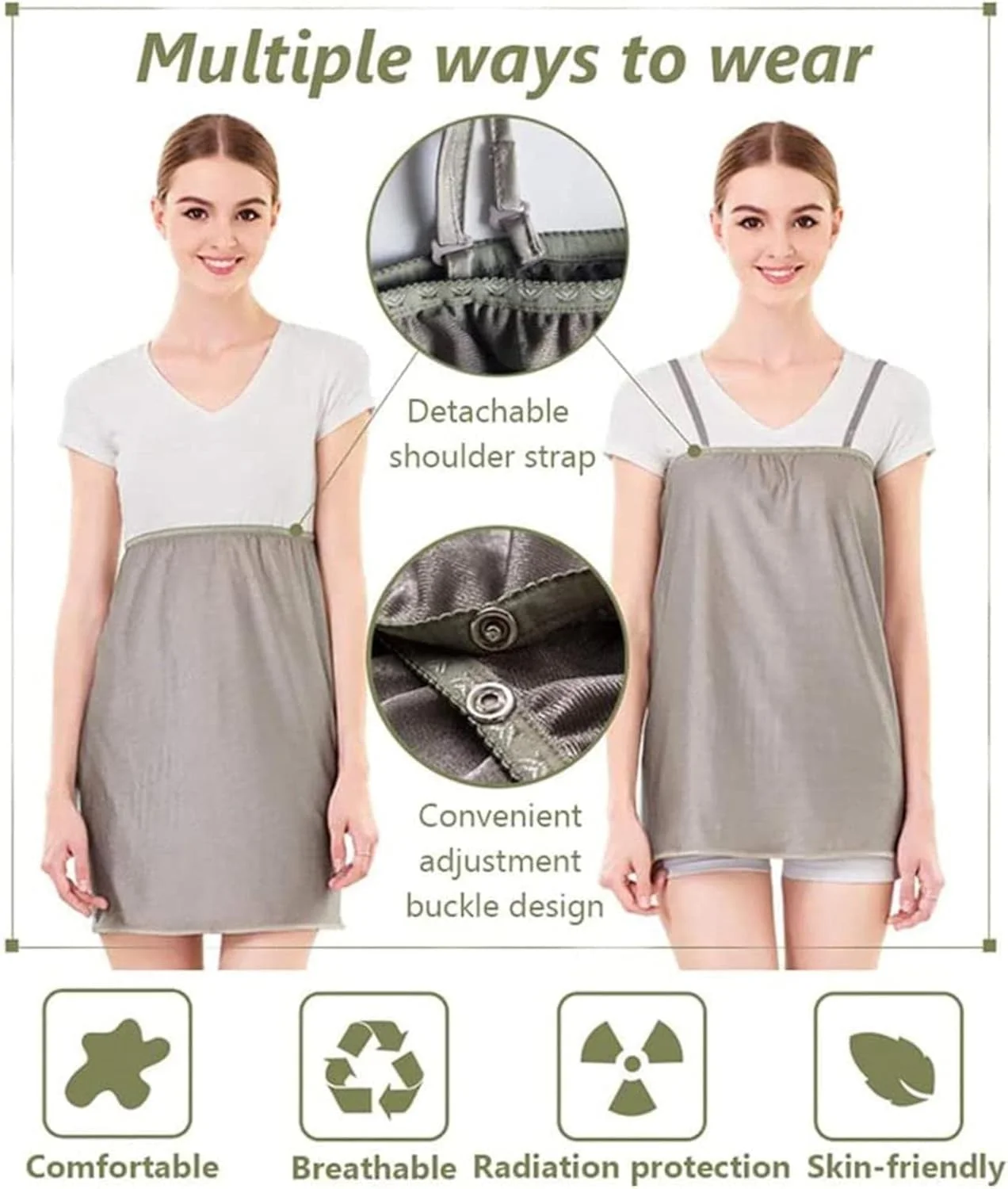 لباس بارداری ضد اشعه GFGBUOP - محافظت 360 درجه لباس بارداری ضد اشعه، محافظت در برابر وای فای 5G، خاکستری، XL لباس بارداری ضد اشعه GFGBUOP - محافظت 360 درجه لباس بارداری ضد اشعه، محافظت در برابر وای فای 5G، خاکستری، XL