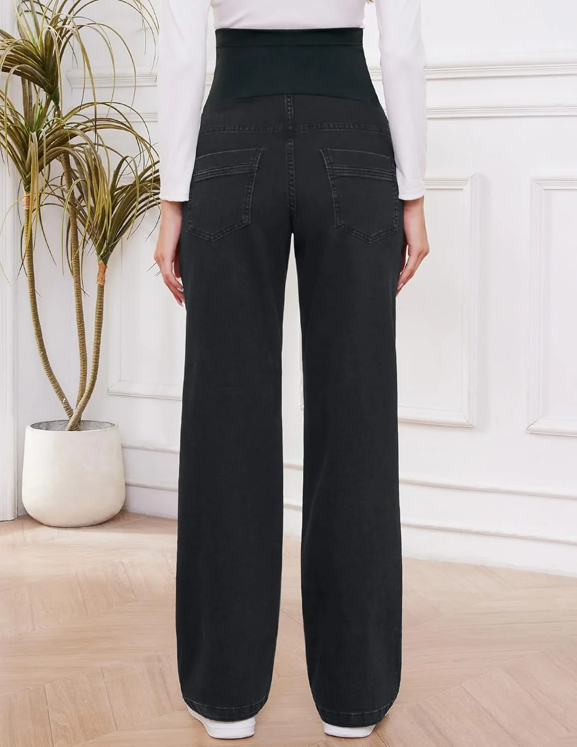 شلوار بارداری زنانه fitglam مناسب کار، شلوار بارداری اداری با فاق بلند و کشی، شلوار جذب با جیب