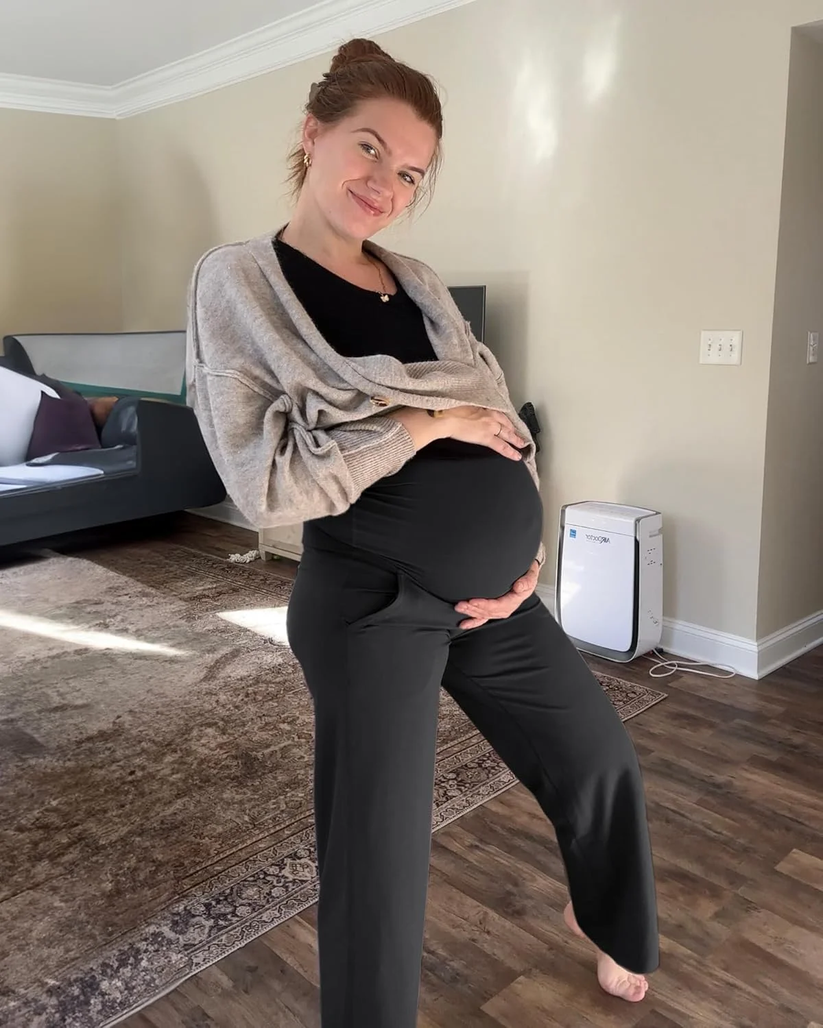 شلوار بارداری G4Free، مناسب یوگا، کار، شلوار بارداری، شلوار راحتی کشی با پاچه گشاد و جیب شلوار بارداری G4Free، مناسب یوگا، کار، شلوار بارداری، شلوار راحتی کشی با پاچه گشاد و جیب