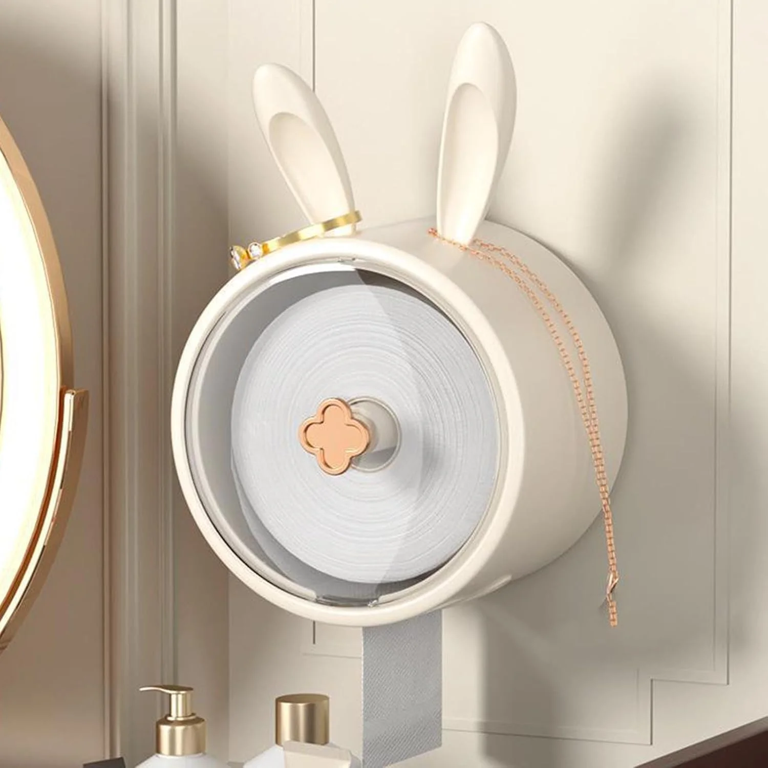 جا دستمال کاغذی طرح خرگوش، نگهدارنده دستمال کاغذی دیواری مدرن، قفسه جواهرات برای حمام