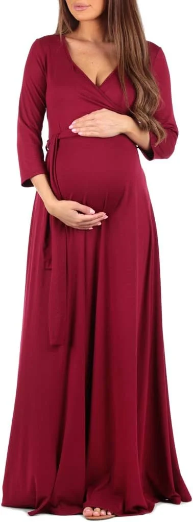 لباس بارداری طرح Mother Bee با آستین سه ربع و مدل یقه هفت و کمربند قابل تنظیم