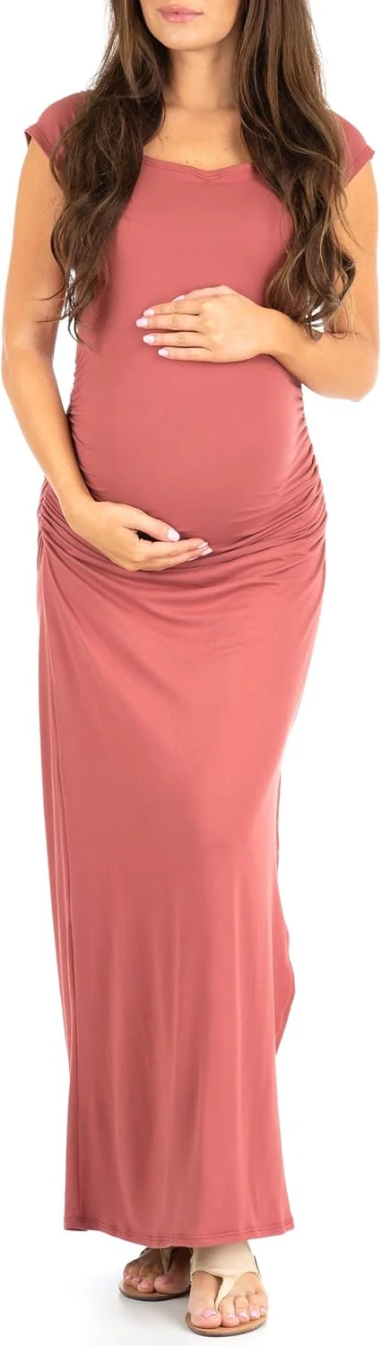 پیراهن بارداری آستین کوتاه Mother Bee با طراحی چین دار در پهلو و چاک جانبی