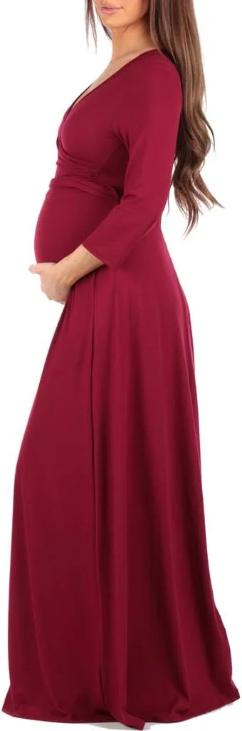 لباس بارداری طرح Mother Bee با آستین سه ربع و مدل یقه هفت و کمربند قابل تنظیم