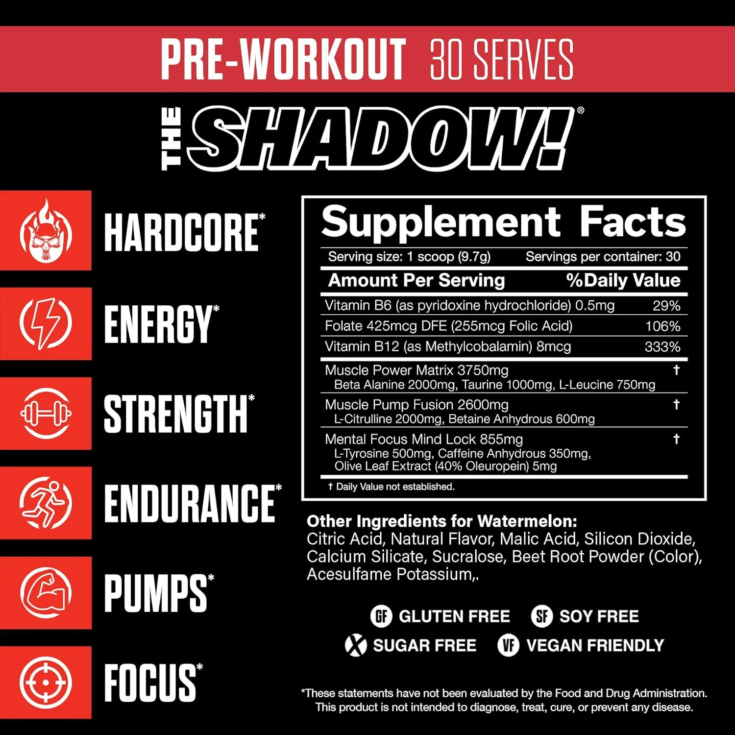 NX Sports The Shadow! پودر پیش از تمرین با 350 میلی گرم کافئین - انرژی الکتریکی، تمرکز ذهنی، قدرت فوق بشری، مناسب برای آقایان و بانوان - طعم هندوانه 30 سروینگ NX Sports The Shadow! پودر پیش از تمرین با 350 میلی گرم کافئین - انرژی الکتریکی، تمرکز ذهنی، قدرت فوق بشری، مناسب برای آقایان و بانوان - طعم هندوانه 30 سروینگ