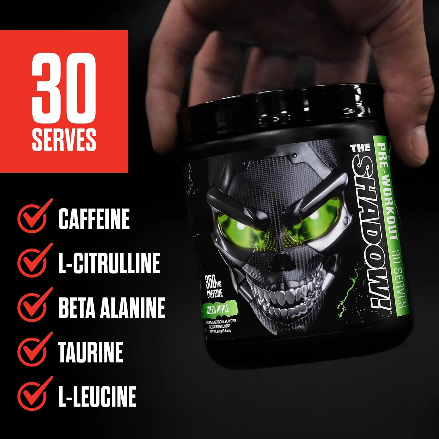 NX Sports The Shadow! مکمل پیش از تمرین با 350 میلی گرم کافئین - انرژی الکتریکی، تمرکز ذهنی، قدرت فوق بشری، مناسب آقایان و بانوان - طعم هندوانه، 30 سروینگ NX Sports The Shadow! مکمل پیش از تمرین با 350 میلی گرم کافئین - انرژی الکتریکی، تمرکز ذهنی، قدرت فوق بشری، مناسب آقایان و بانوان - طعم هندوانه، 30 سروینگ