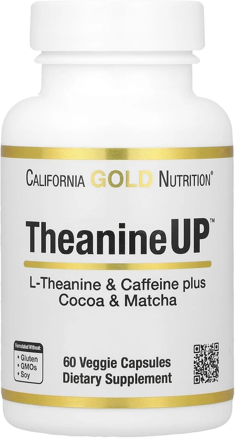 کالیفرنیا گلد Nutrition, TheanineUP™, ال-تیانین و کافئین به همراه کاکائو و ماچا، 60 کپسول گیاهی