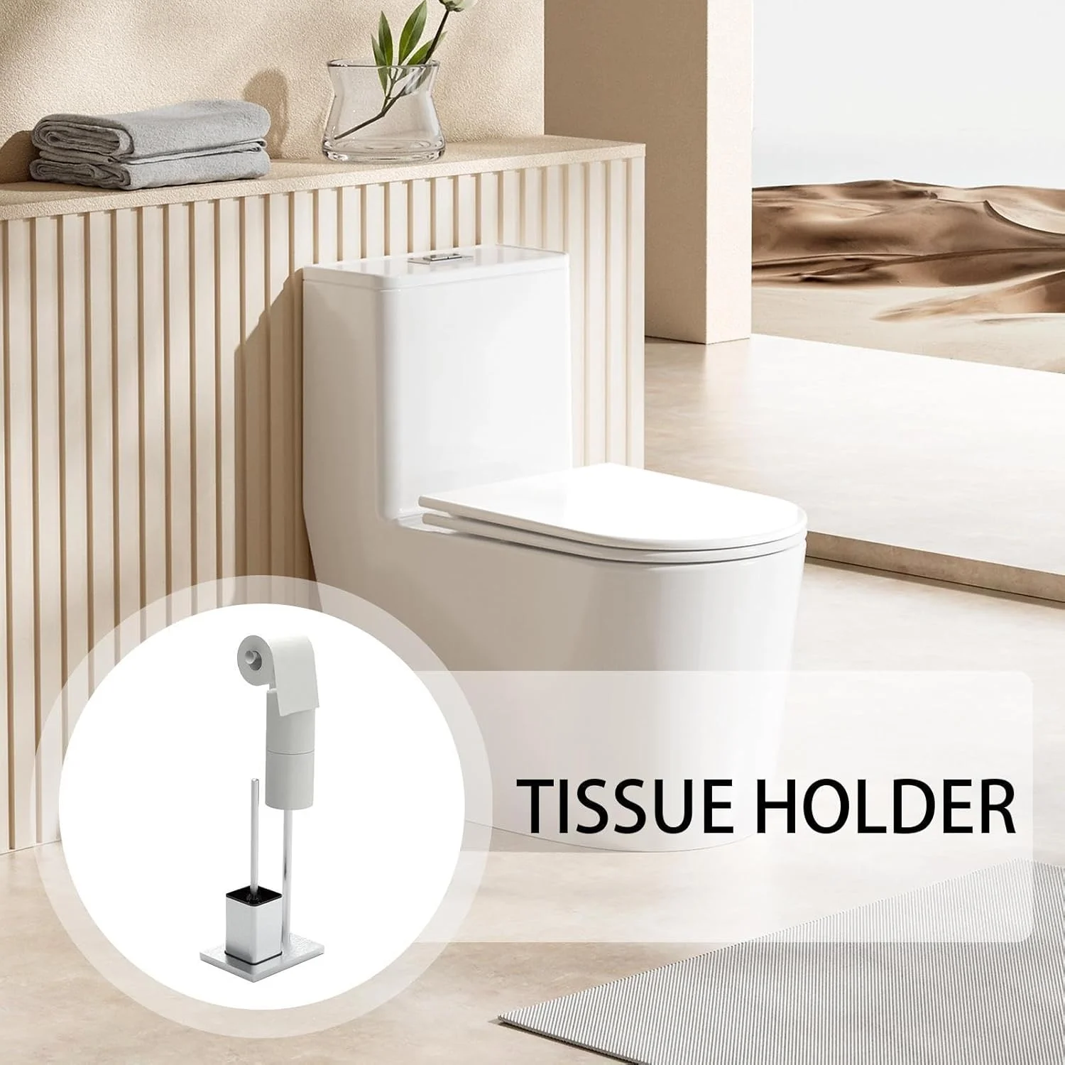 پایه نگهدارنده دستمال توالت - جا دستمال کاغذی استیل ضد زنگ ایستاده | نگهدارنده برس توالت ایستاده چند منظوره برای خانه، سرویس بهداشتی، هتل