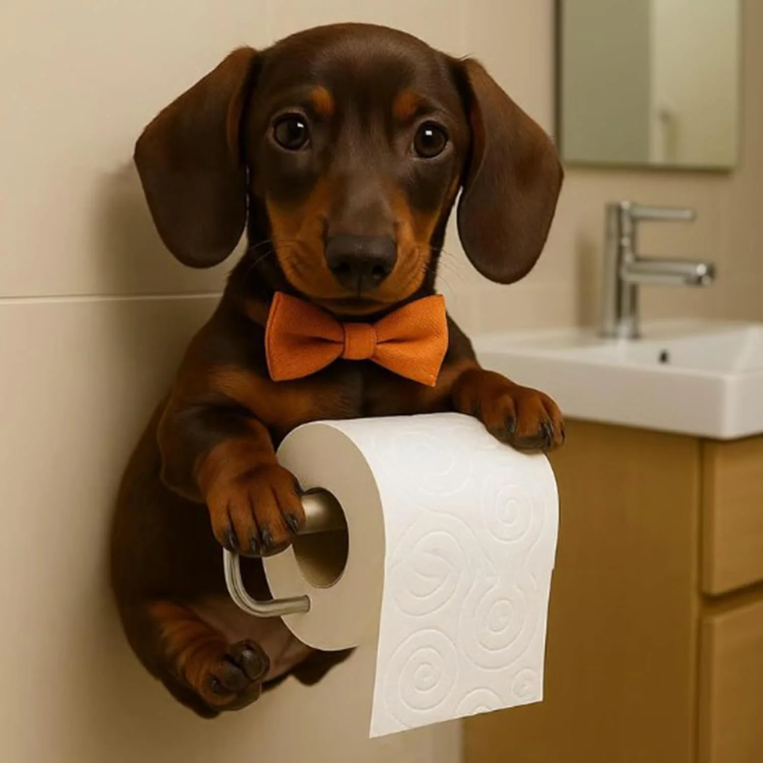 جا دستمال کاغذی توالت طرح سگ - جا دستمال کاغذی دیواری طرح سگ | قفسه پخش کننده رول رزینی دکوراسیون زیبای اتاق، نصب دیواری برای نگهداری و سازماندهی حمام و آشپزخانه